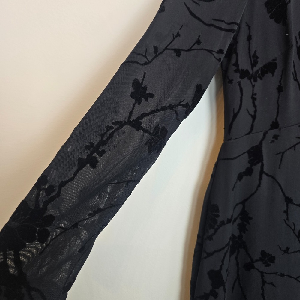 NWT Vintage Lauren Ralph Lauren Black Floral Mesh Dress 12P Gothic Dark Romantic - Picture 6 of 13